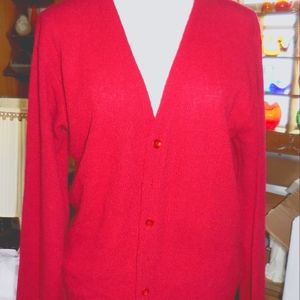 Vintage red acrylic cardigan sweater